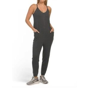 Sincerely Jules Women's Light Gray/Blue Strap Pocket Jumpsuit lagen look Size XL